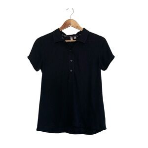 Penshoppe Black Button Front Collared Blouse Lightweight Short Sleeve Top